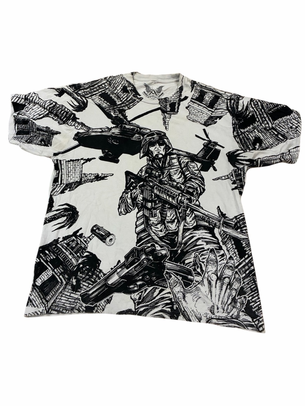 Apprime Men's Cotton Printed T-shirt USMC Marine Corps Size L White Black